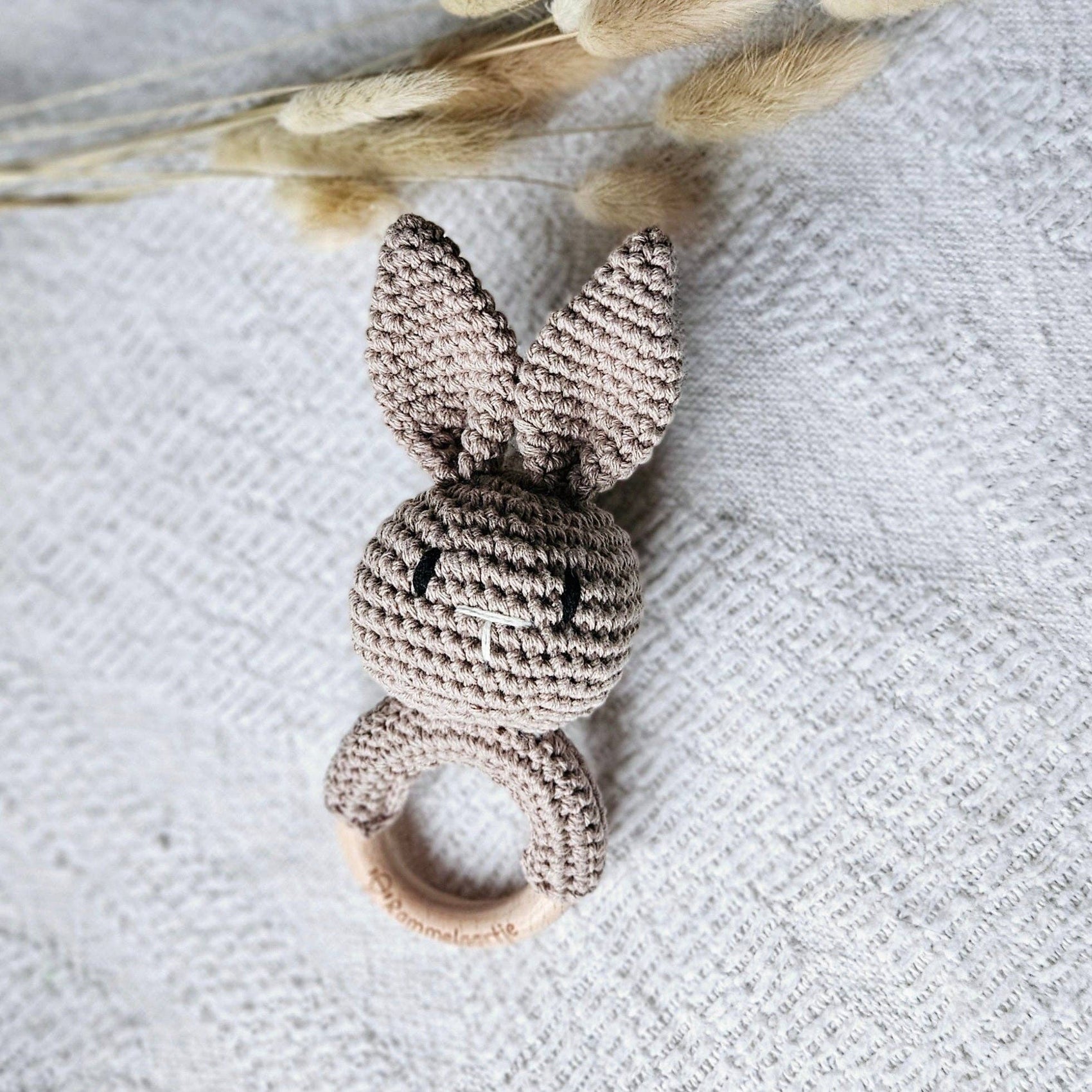 Handmade Crochet Rattle Bunny - Sand