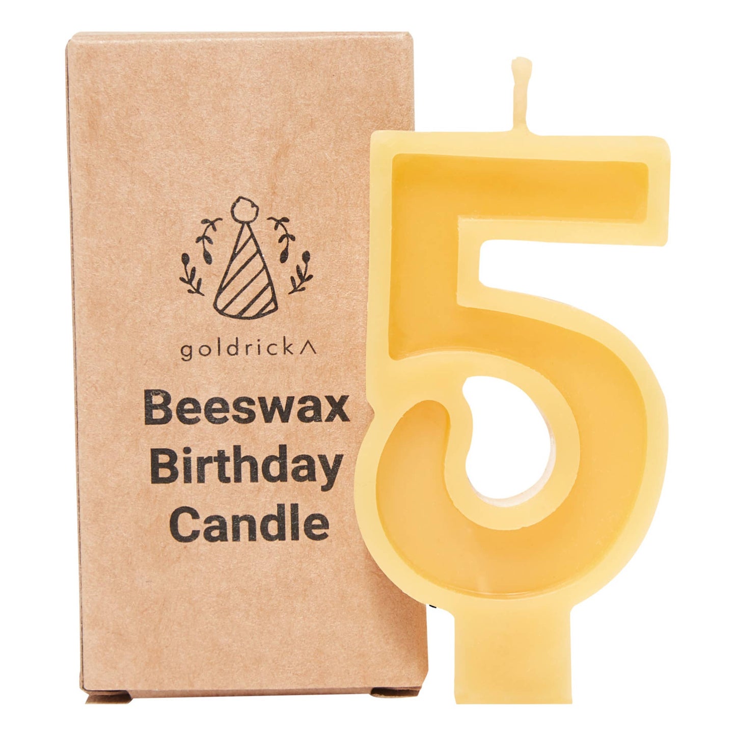 Handmade Beeswax Number Candles, 0–6, Pure Beeswax with Cotton Wick
