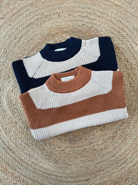 Eden Stripe Sweater, Navy Blue
