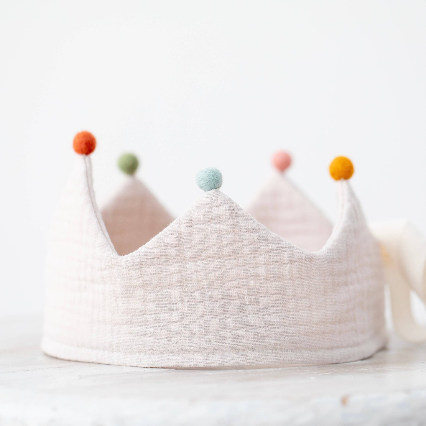 Birthday Crown with Pom-Poms, sand.