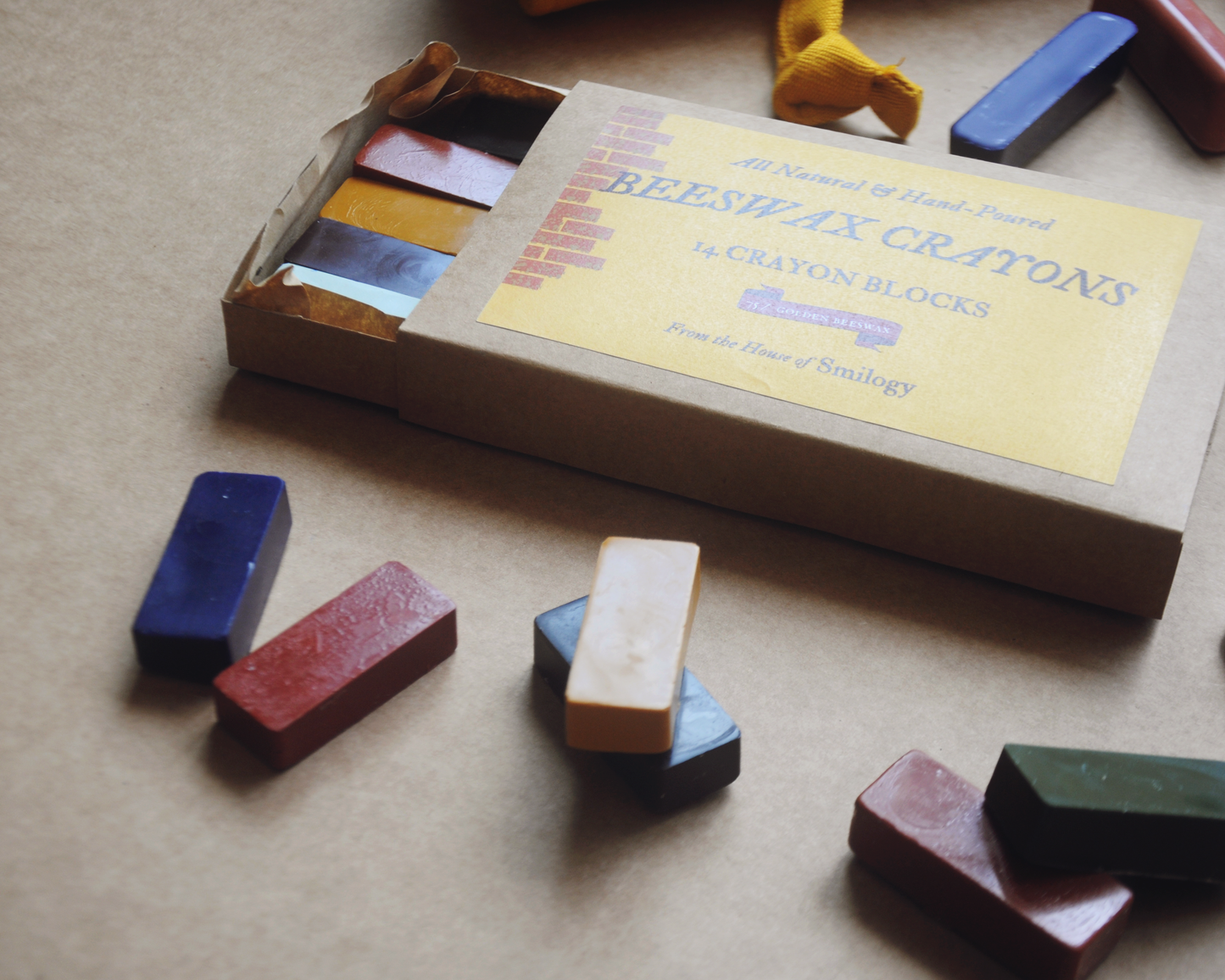 Beeswax Block Rubbing Crayons, Set of 14 Natural Colours