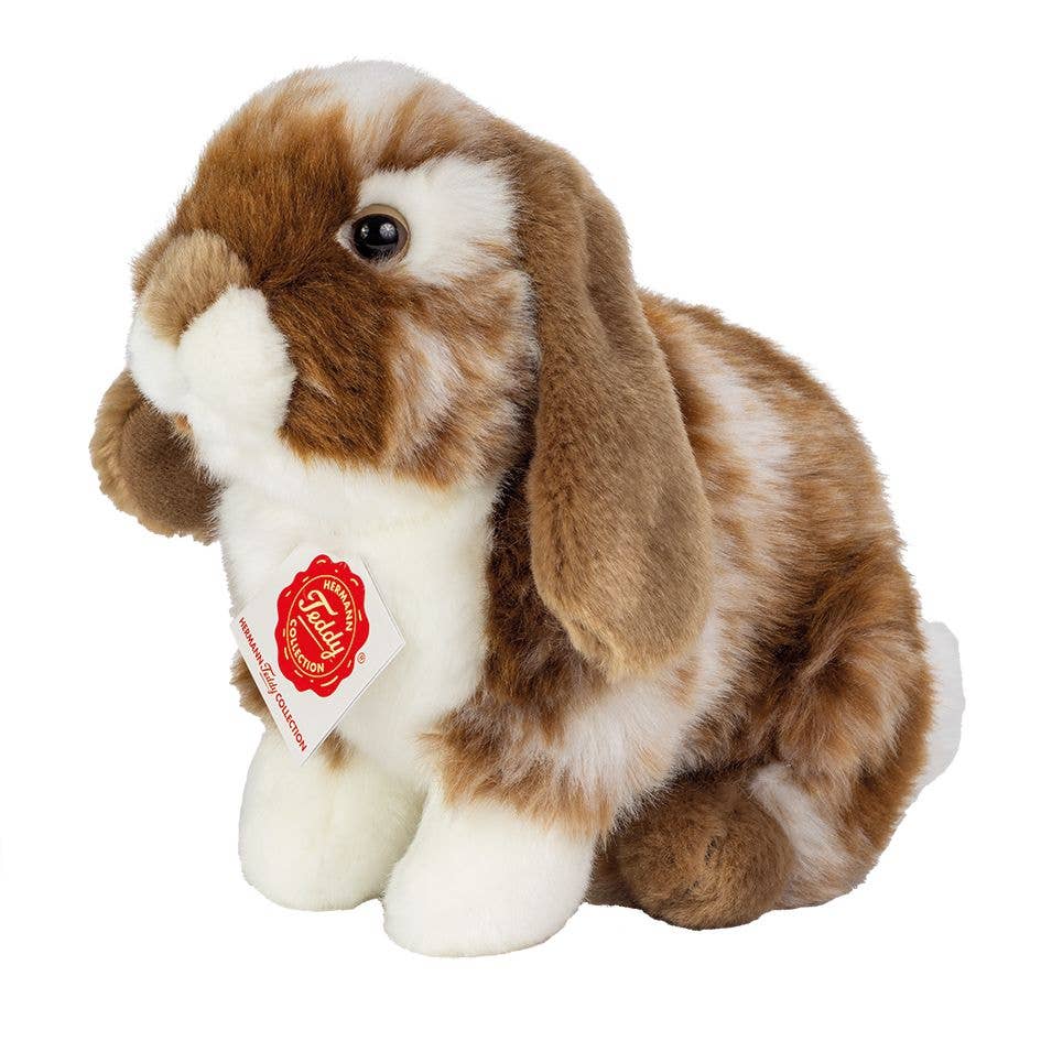 Bunny sitting dark brown white piqued 20 cm - plush toy -