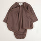 Merino Wool Baby Wrap Bodysuit, Long Sleeve, Peppercorn
