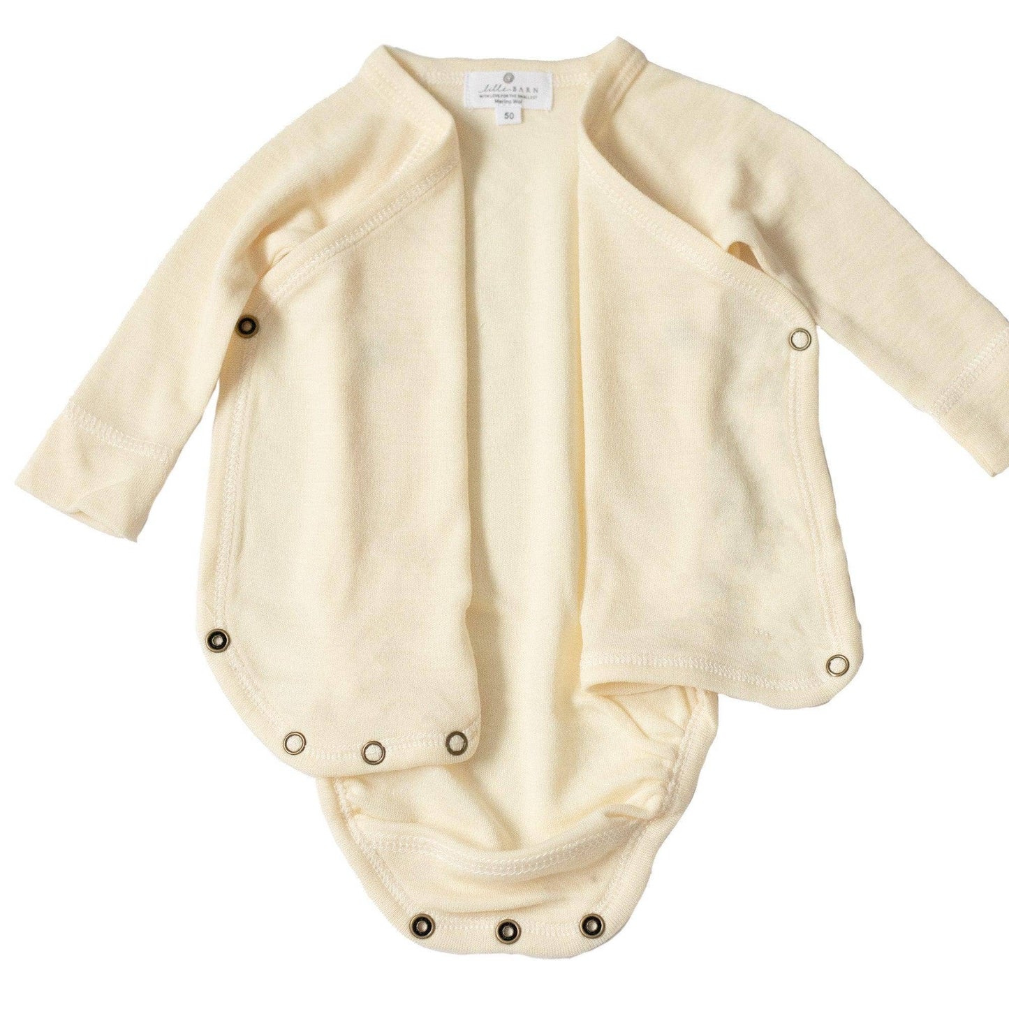 Wool Long Sleeve Wrap Body, Merino Wool, Natural