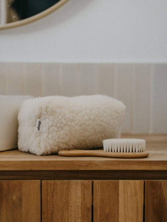 Toiletry Bag, Sand, 100% Natural Wool