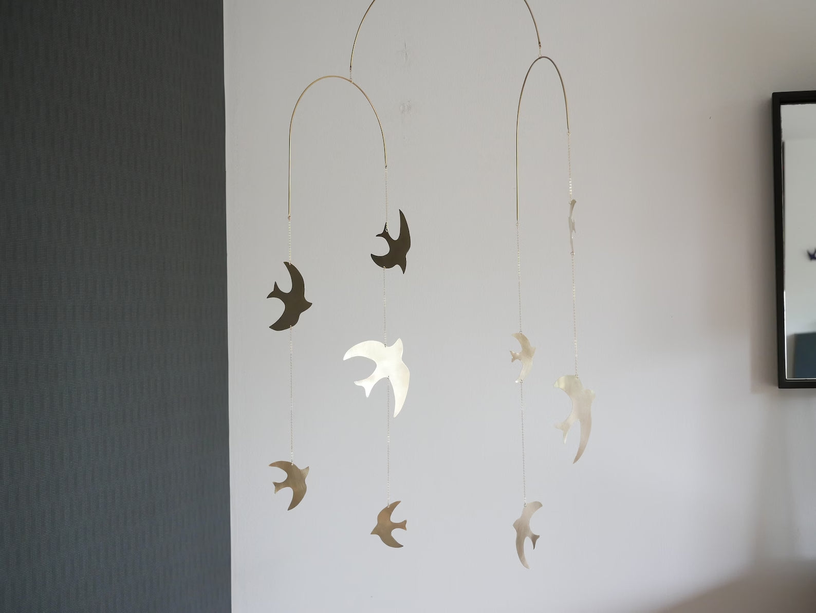 #8 Kinetic Brass Mobile, Large Birds