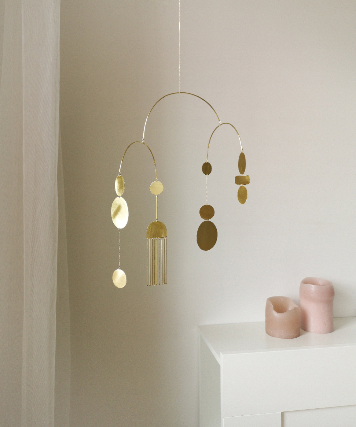 #2 Kinetic Brass Mobile, Small Wave Art, Handmade