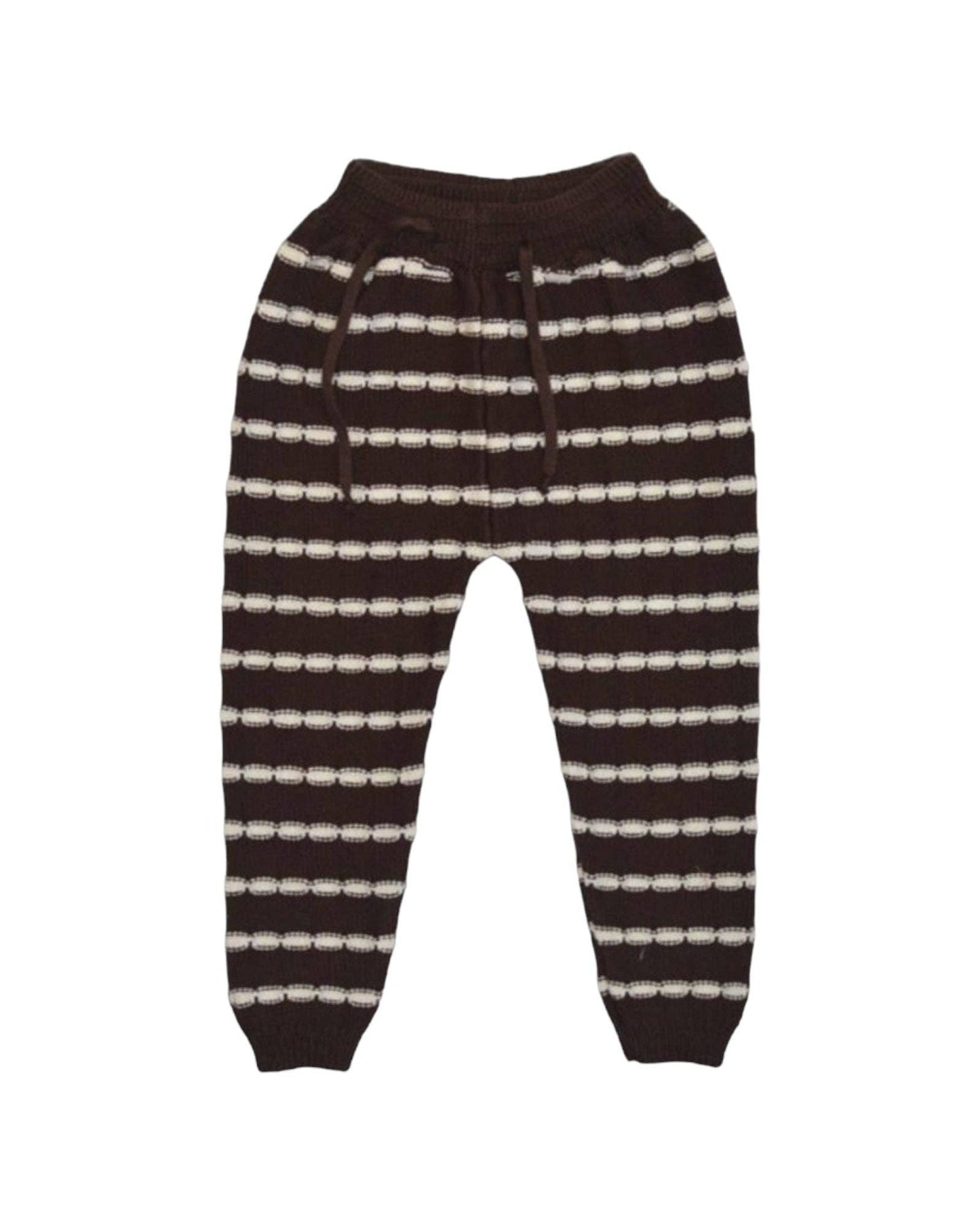 Alba Striped Knit Trousers, Brown, 100% Organic Cotton