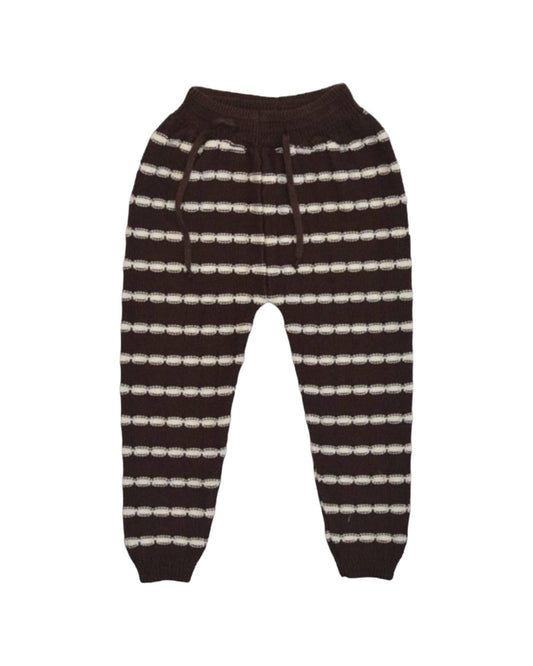 Alba Striped Knit Trousers, Brown, 100% Organic Cotton