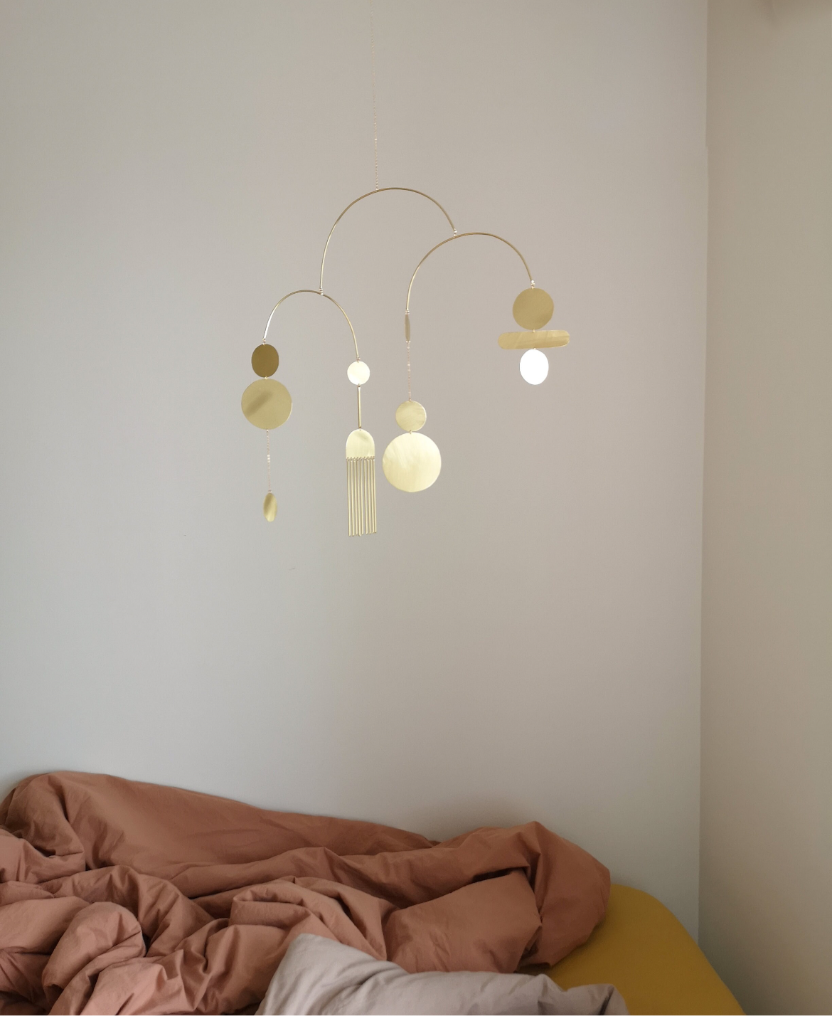 #2 Kinetic Brass Mobile, Small Wave Art, Handmade