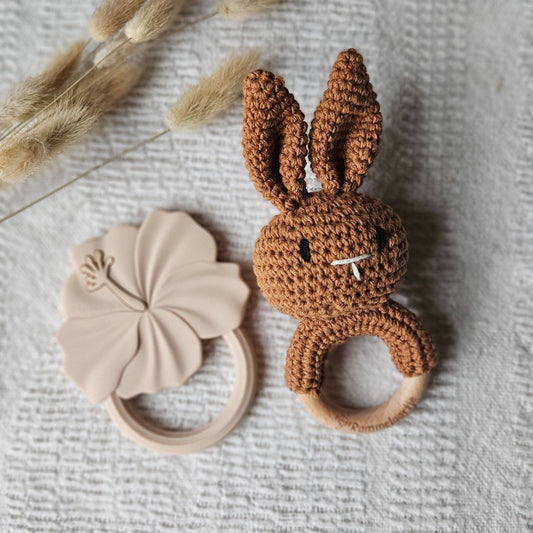 Handmade Crochet Rabbit Rattle - Brown