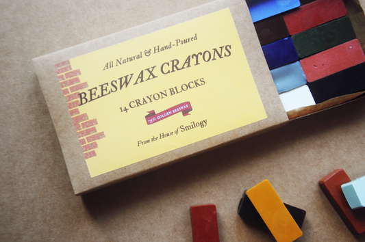 Beeswax Block Rubbing Crayons, Set of 14 Natural Colours