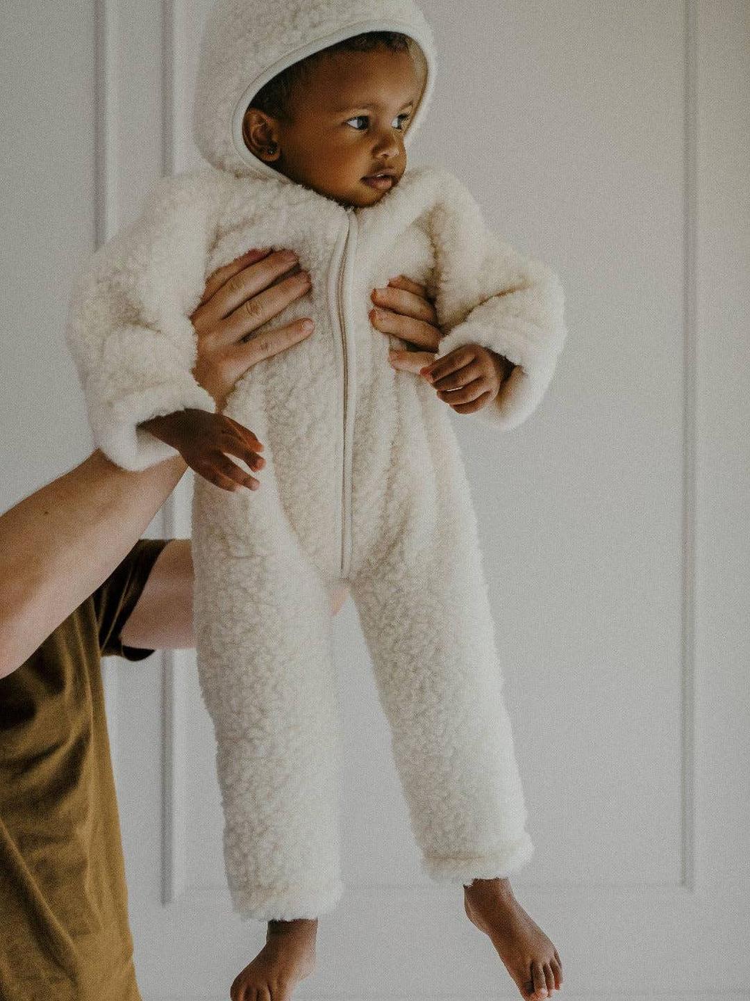Teddy Onesie, Sand, 100% Natural Wool