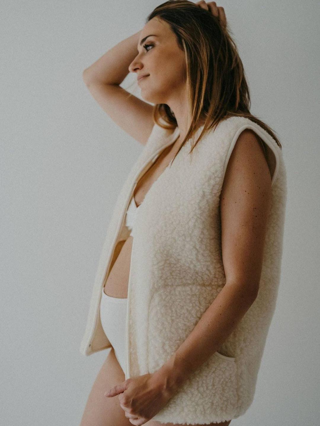 Adult Unisex Vest, Nila, Sand, 100% Natural Wool
