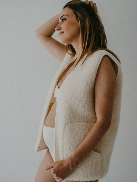 Adult Unisex Vest, Nila, Sand, 100% Natural Wool