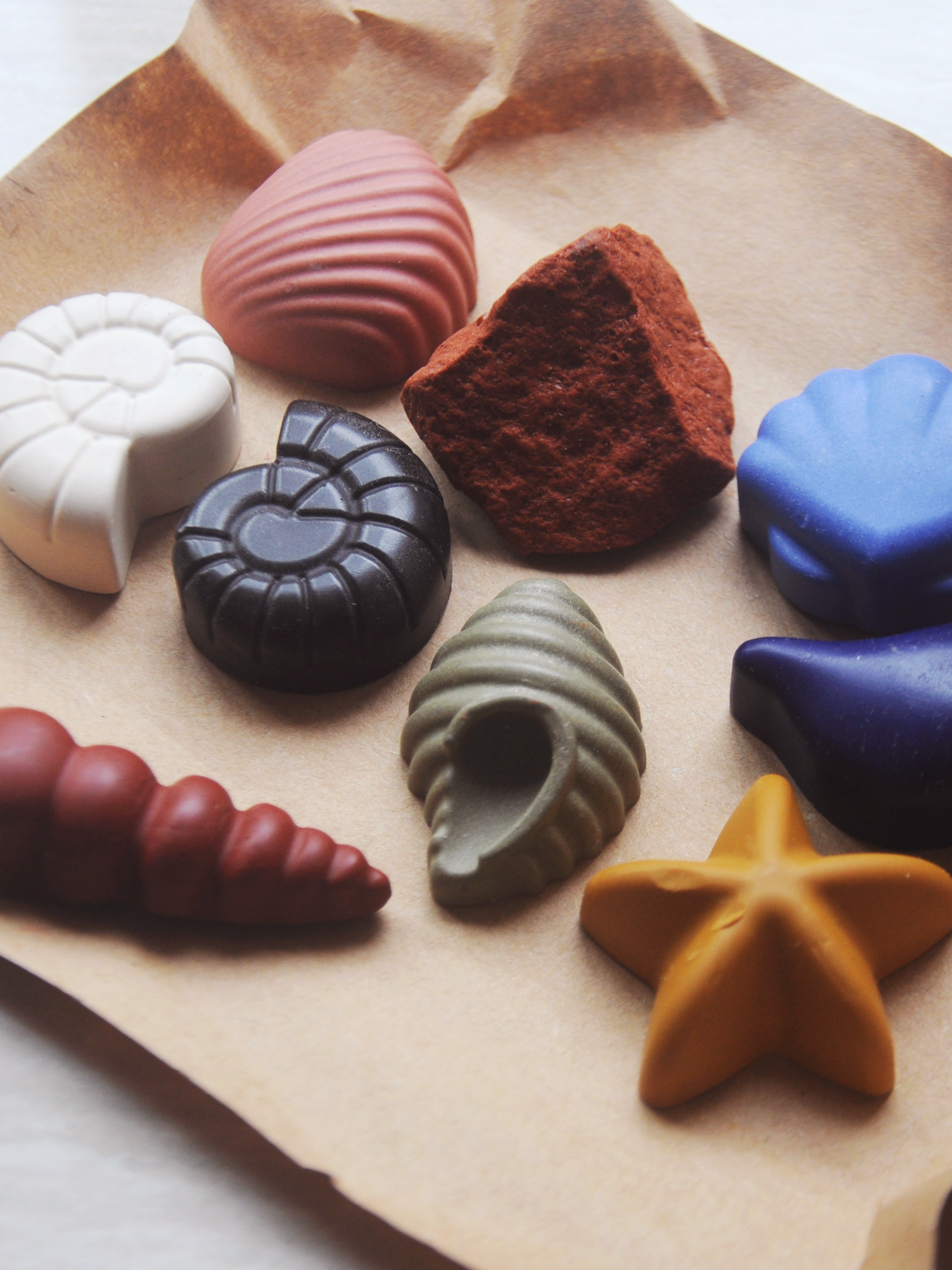 Ocean Shells Beeswax Crayons, Set of 8 Natural Seashell Shapes