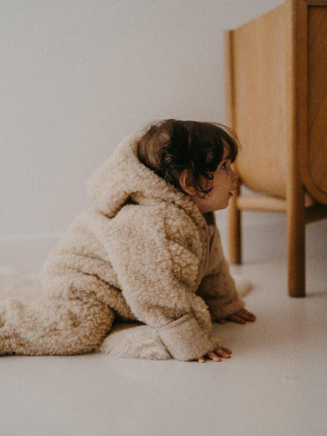 Teddy Onesie, Sand, 100% Natural Wool