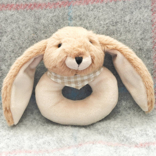 Bunny Baby Rattle, Soft Toy, Brown