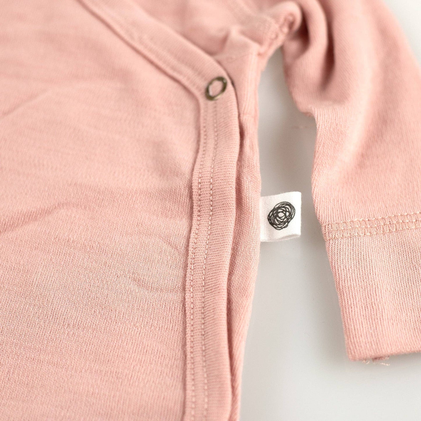 Merino Wool Baby Wrap Bodysuit, Long Sleeve, Misty Rose