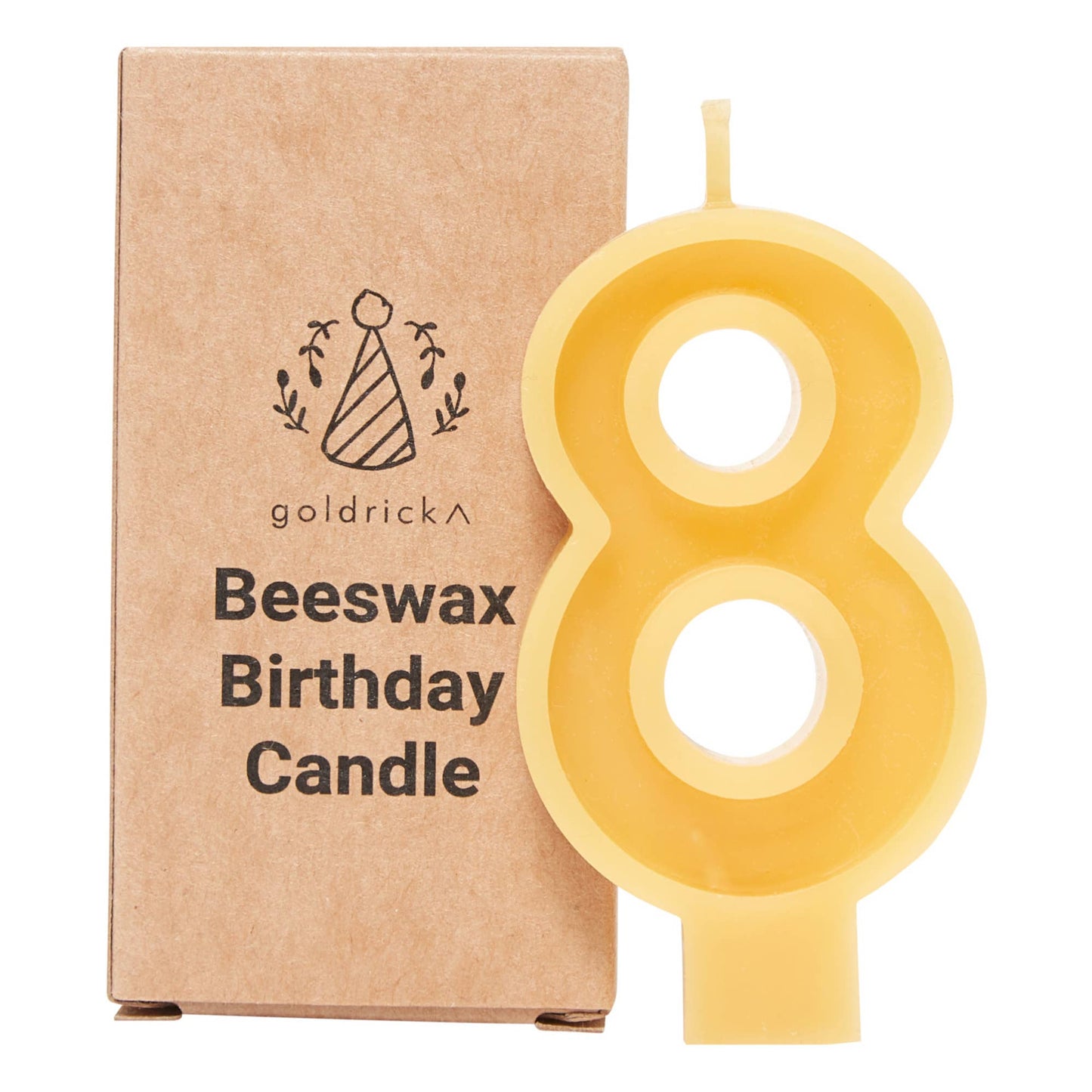 Handmade Beeswax Number Candles, 0–6, Pure Beeswax with Cotton Wick