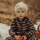 Alba Striped Frill Cardigan, Brown, 100% Organic Cotton