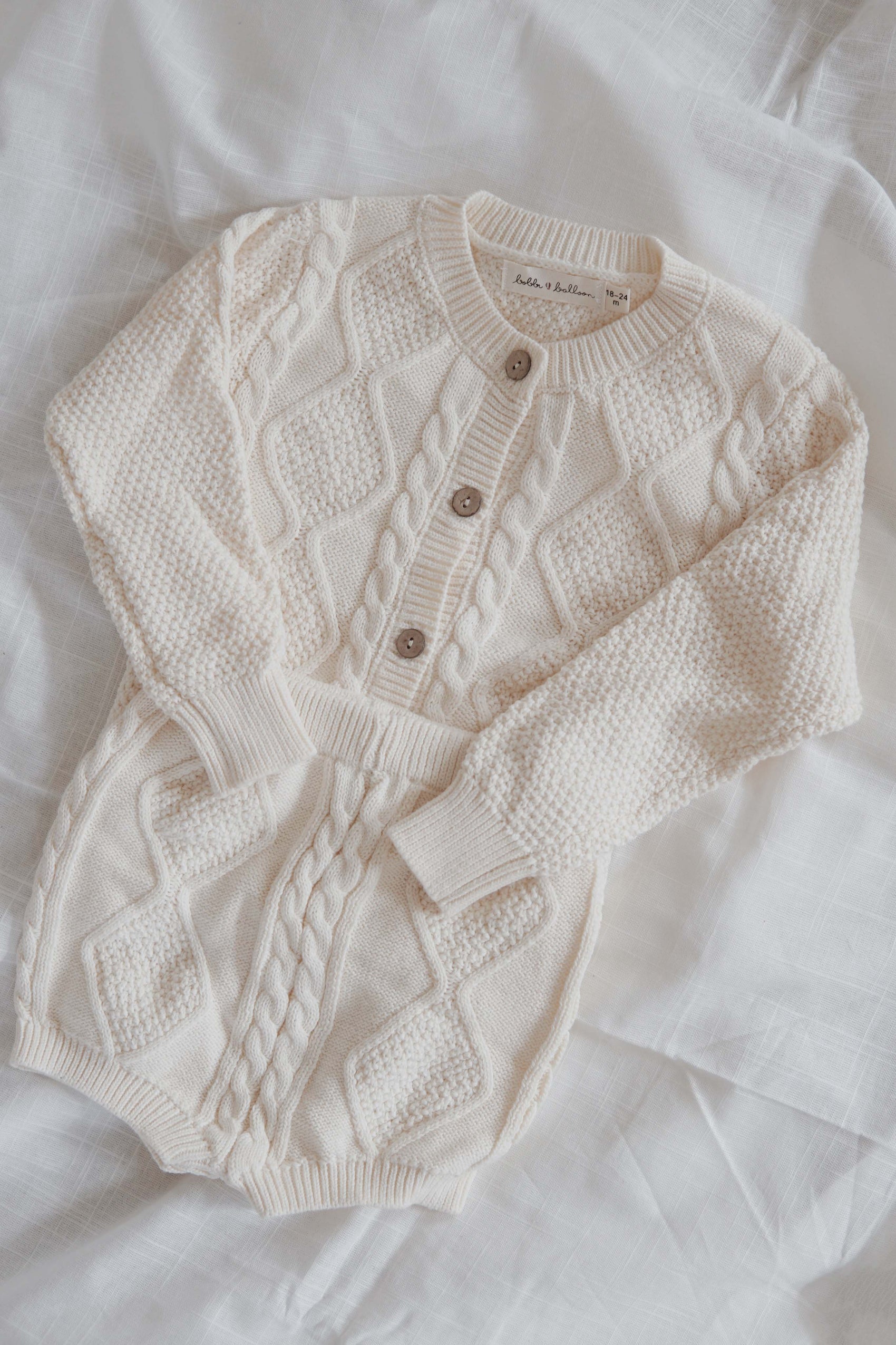 Cardigan & Shorts Set, Buttercream
