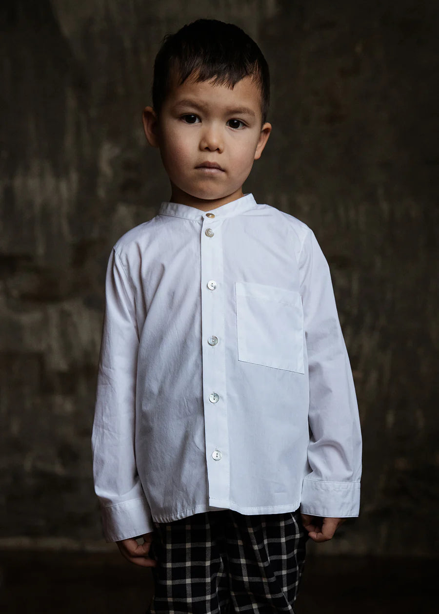 As We Grow, Collarless Shirt, Crisp White