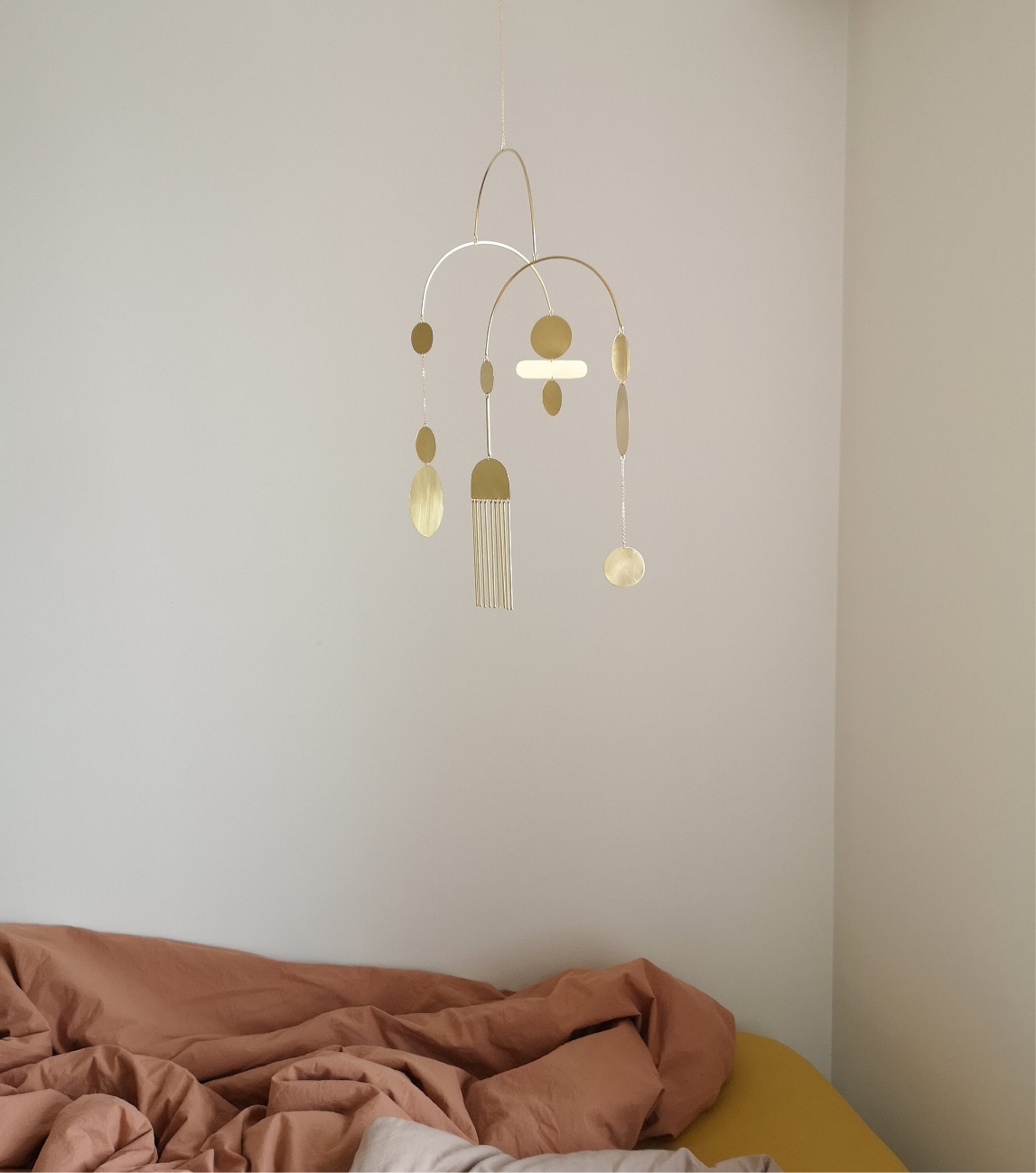 #2 Kinetic Brass Mobile, Small Wave Art, Handmade