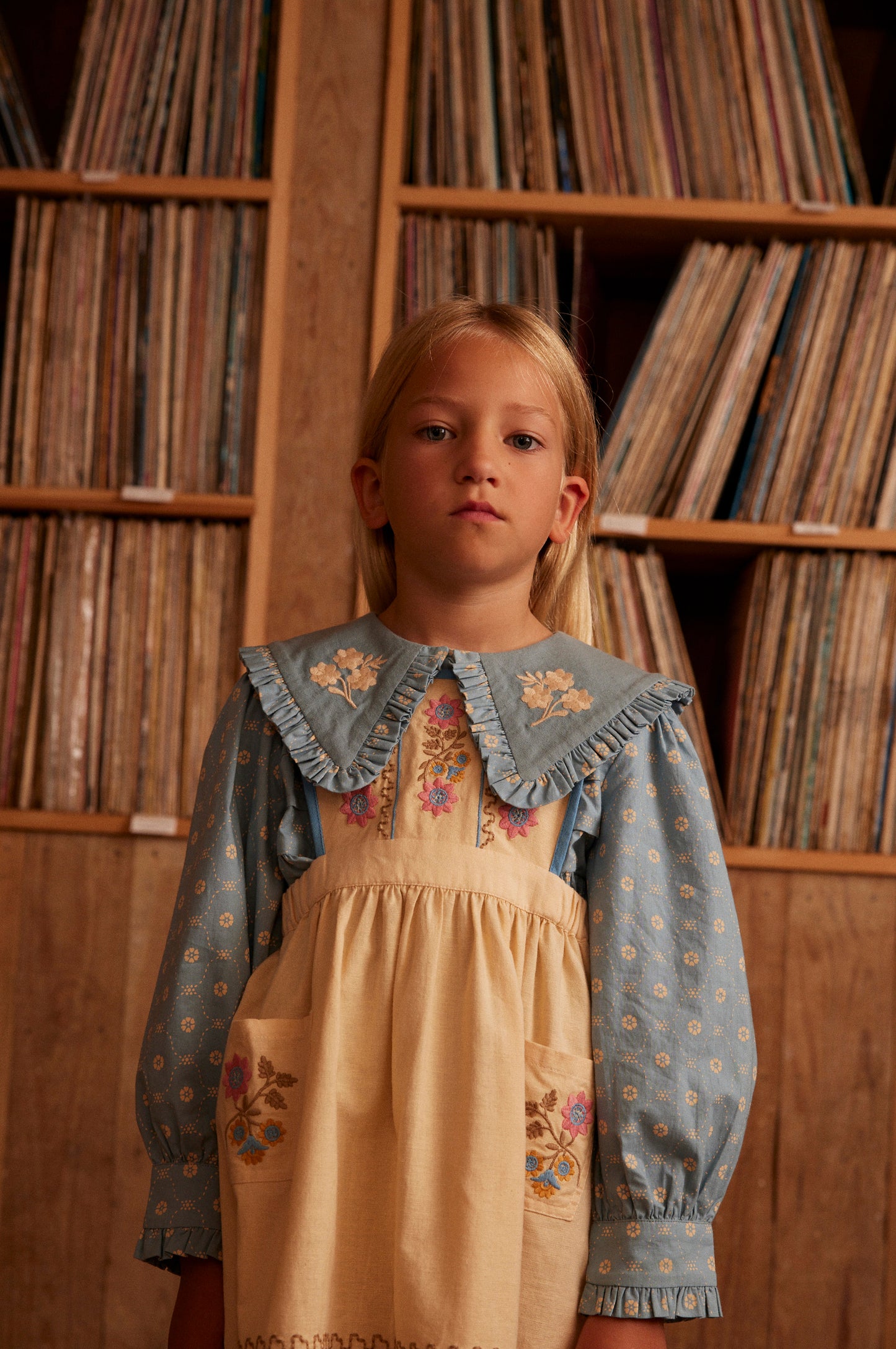 Dionne Blouse, Quilt Calico, Blue Pebble