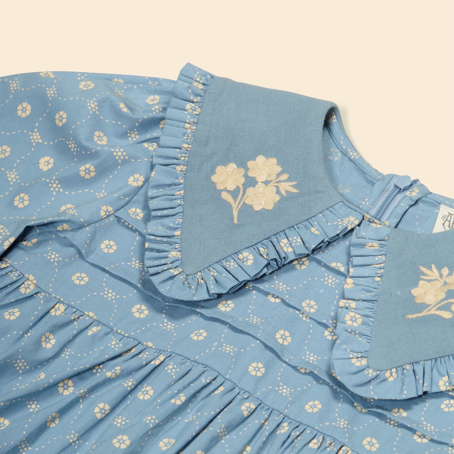 Dionne Blouse, Quilt Calico, Blue Pebble