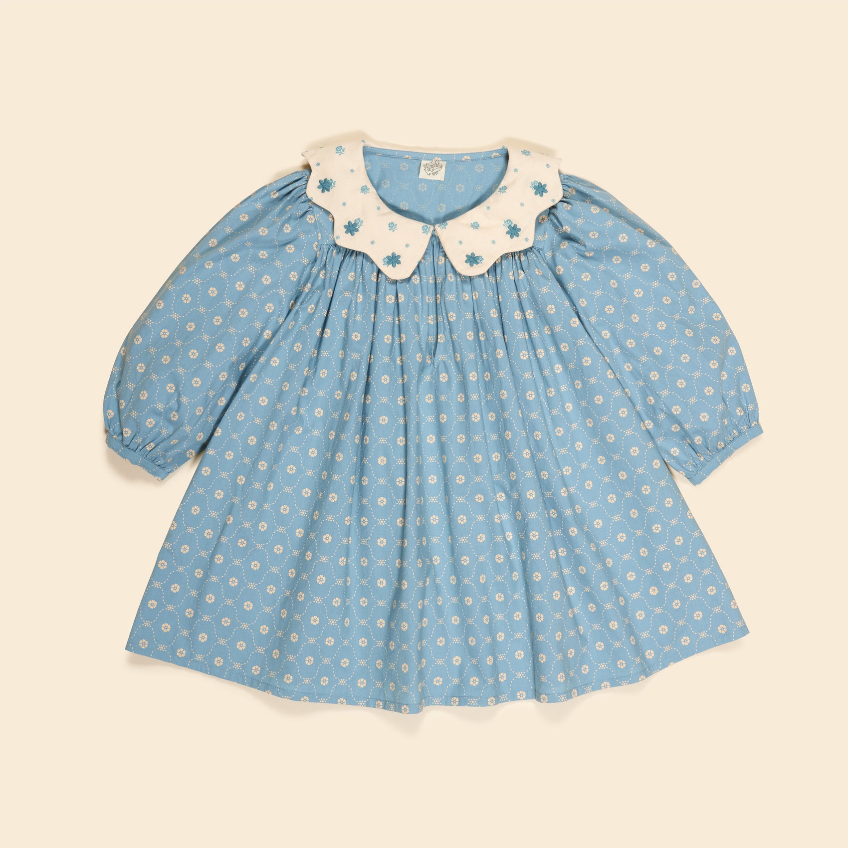 Esther Dress, Quilt Calico, Blue Pebble