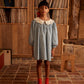 Esther Dress, Quilt Calico, Blue Pebble