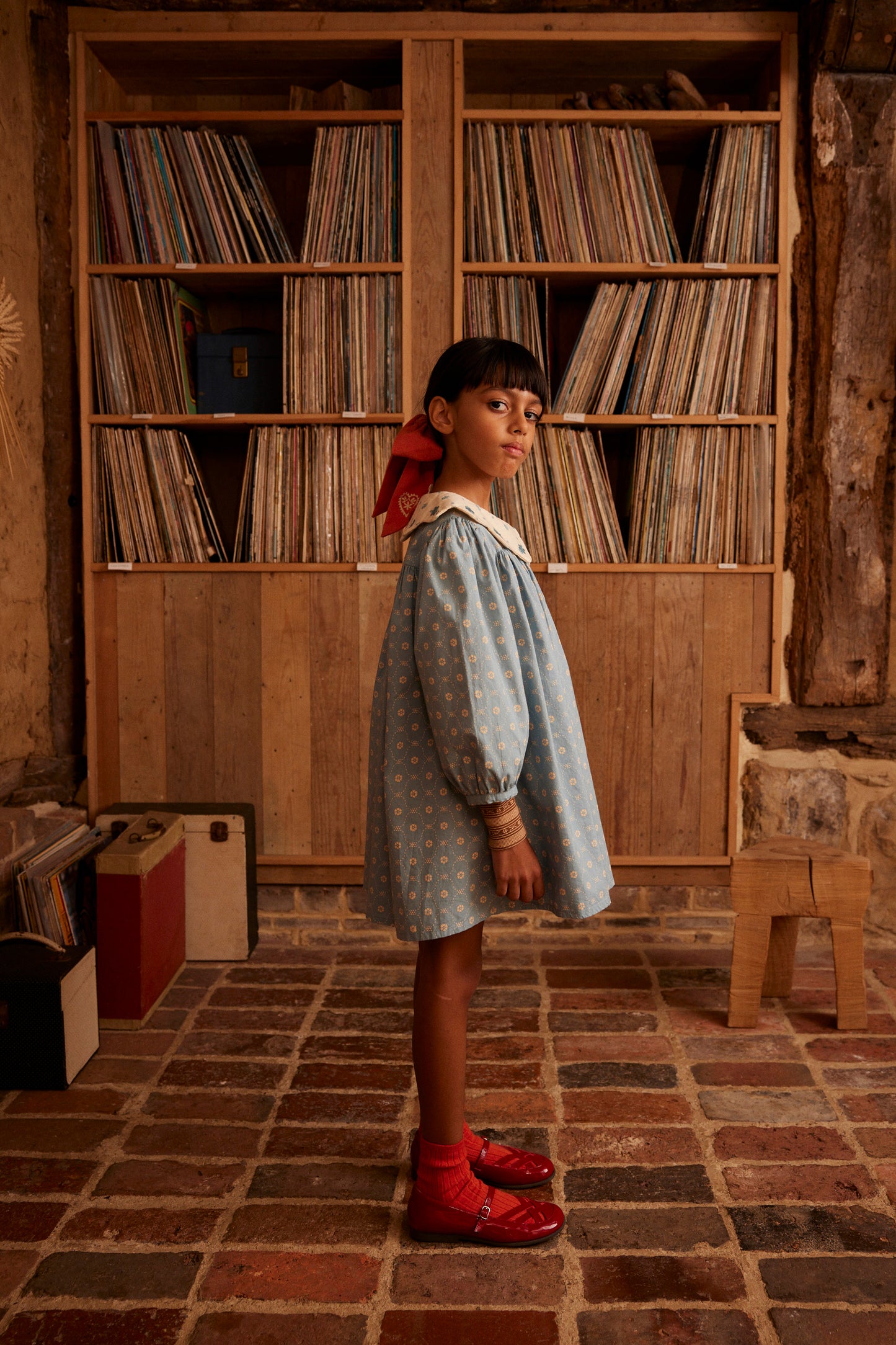 Esther Dress, Quilt Calico, Blue Pebble