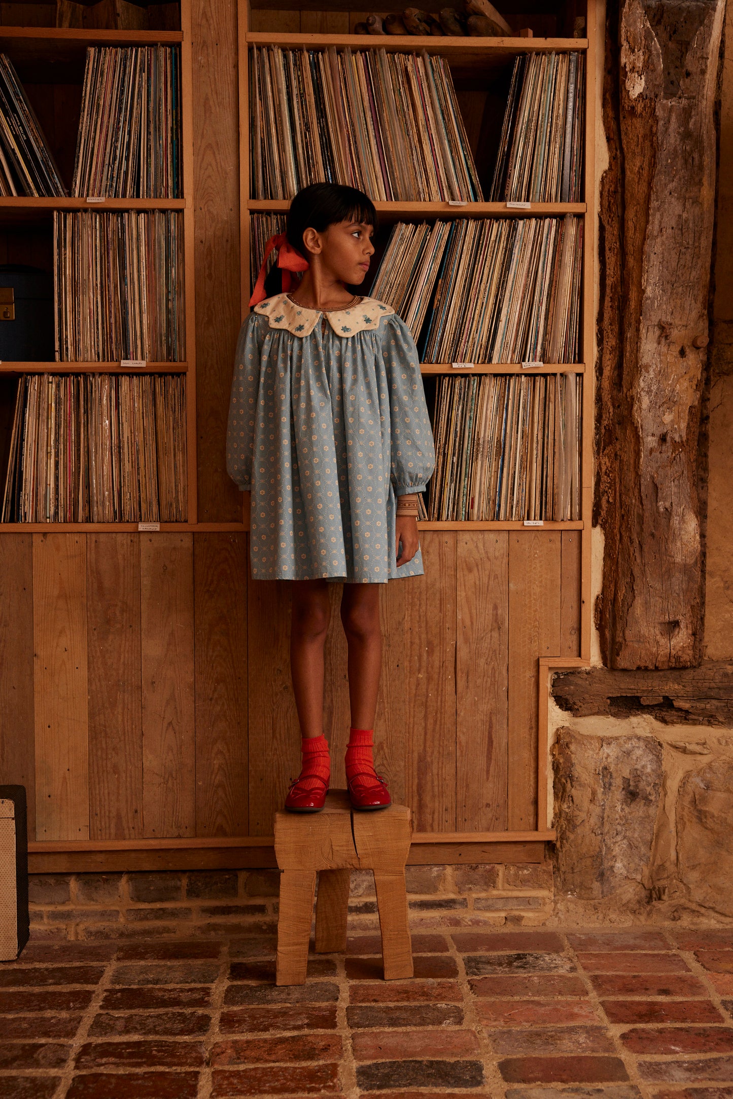 Esther Dress, Quilt Calico, Blue Pebble