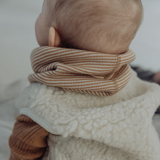 Wool Rib Infinity Scarf - Oat Stripe