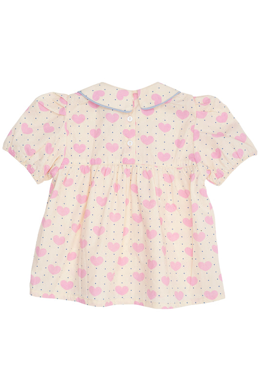 Copenhagen Colors, Heart & Dots Blouse w Piping