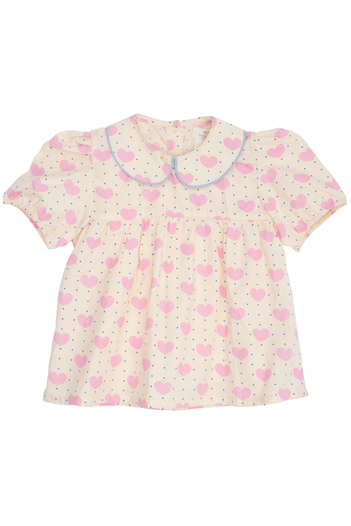 Copenhagen Colors, Heart & Dots Blouse w Piping