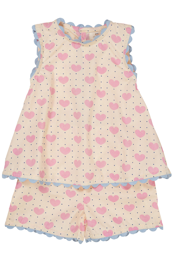 Copenhagen Colors, Heart & Dots Blouse w Short Set
