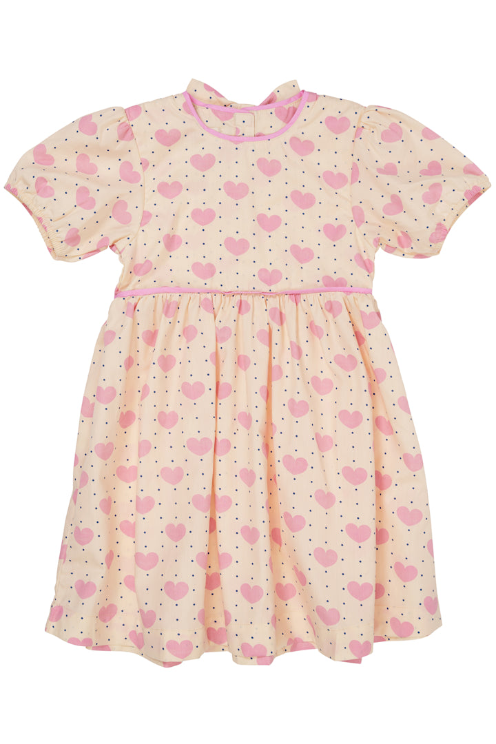 Copenhagen Colors, Heart & Dots Dress w Puffy Sleeve