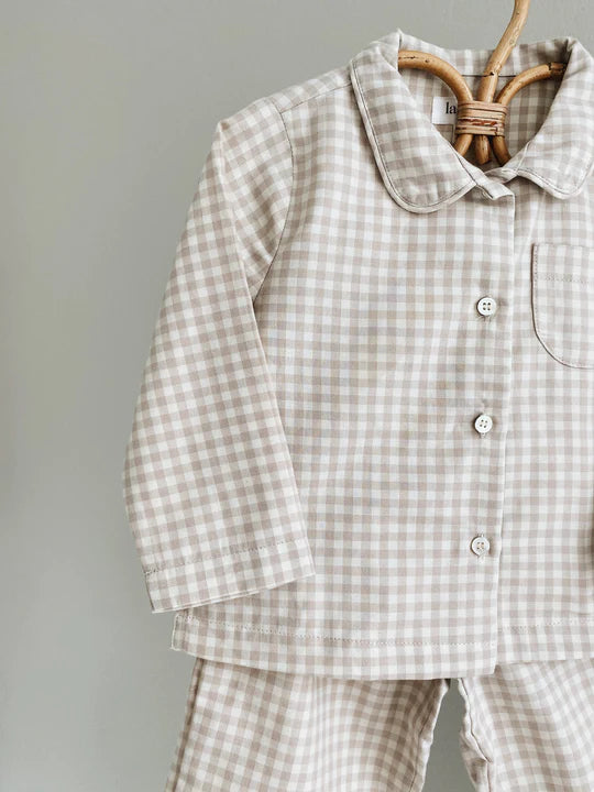 Lalaby, Classic Pyjamas, Beige Gingham, Organic