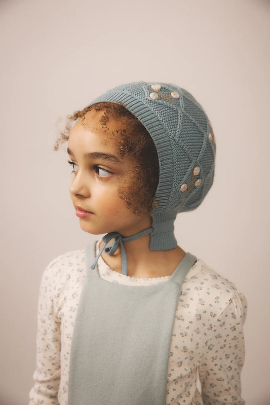 Pouf Tee, Calico Print Pointelle, Oasis. 100% Organic Pima Cotton