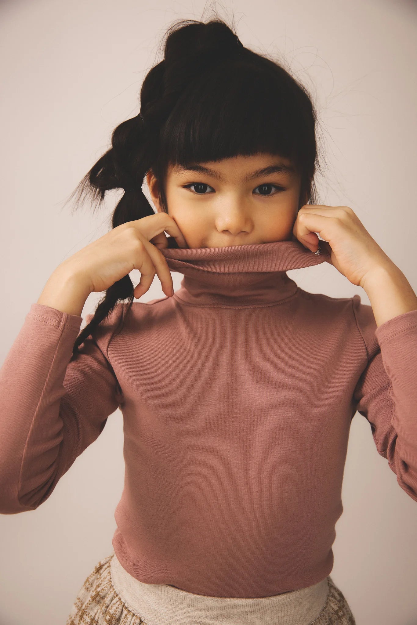 Snap Turtleneck, Cherry. 100% Organic Pima Cotton