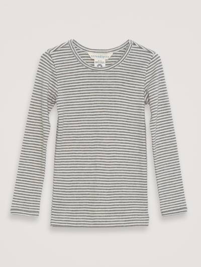 Serendipity, Slim Tee Stripe, Taupe/Offwhite