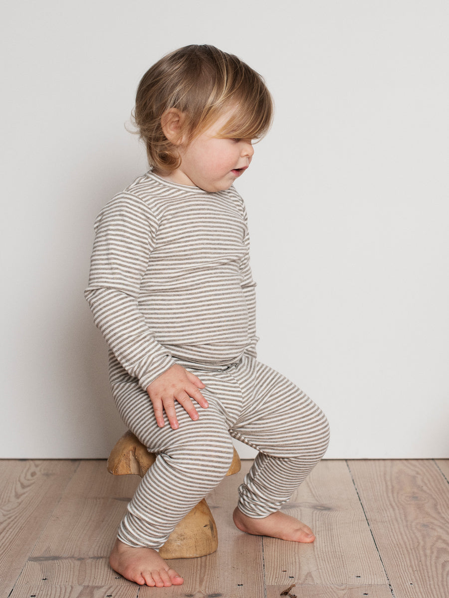 Baby Tee Stripe, Taupe/Offwhite