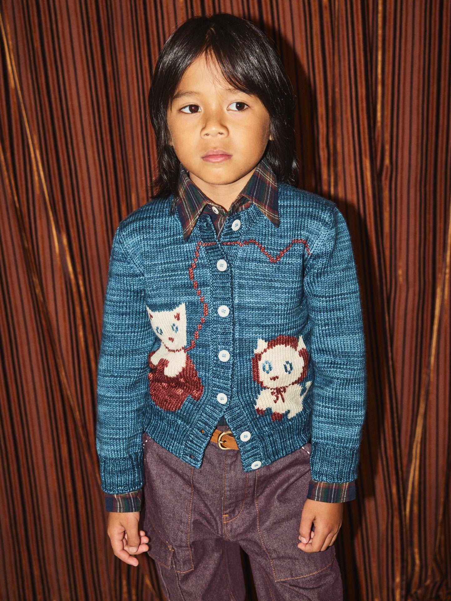 Three Little Kittens Cardigan, Blue Smoke
