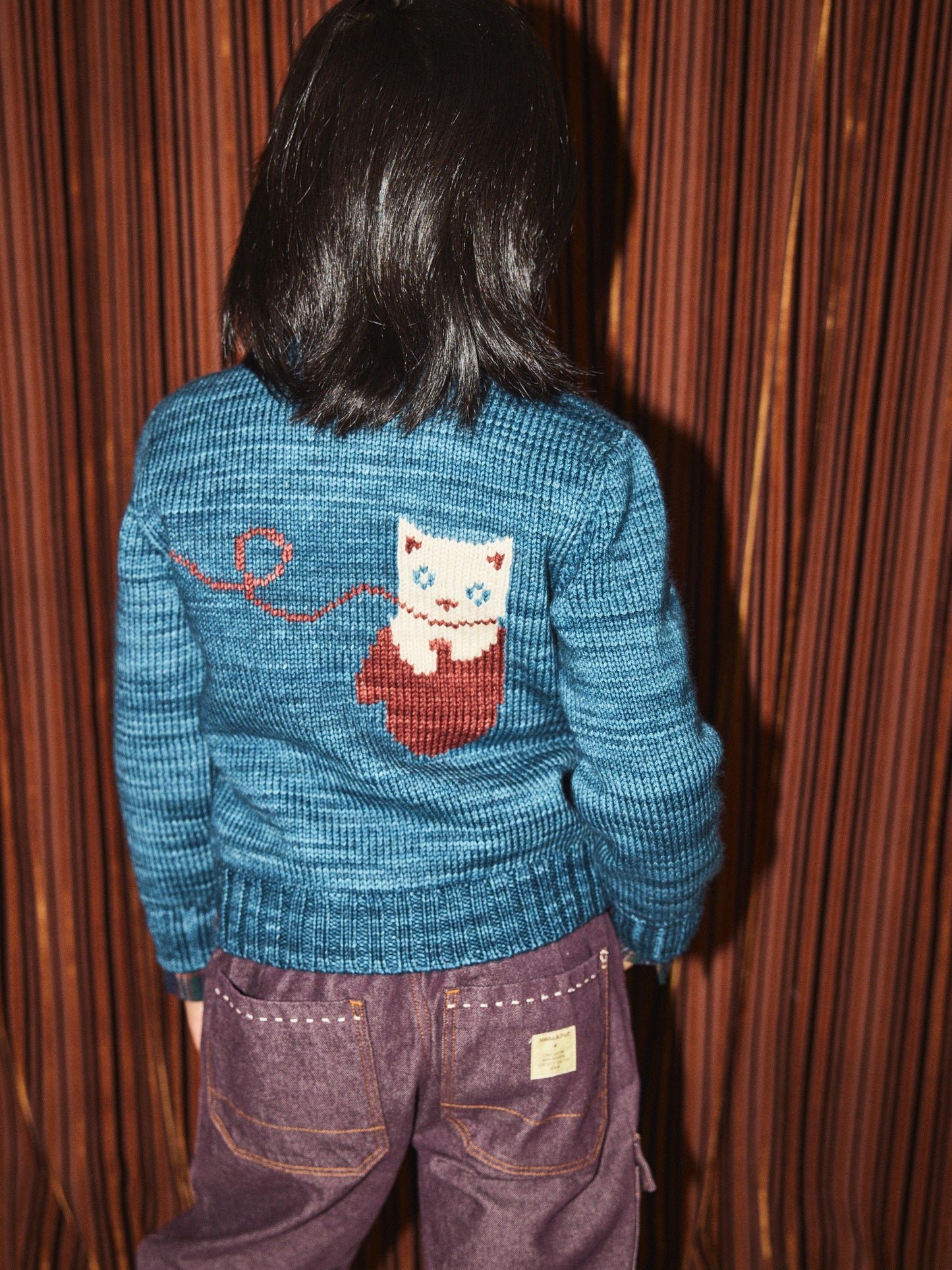 Three Little Kittens Cardigan, Blue Smoke