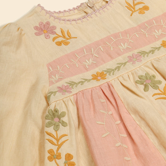 Pascale Dress, Cashew & Ribbon Pink
