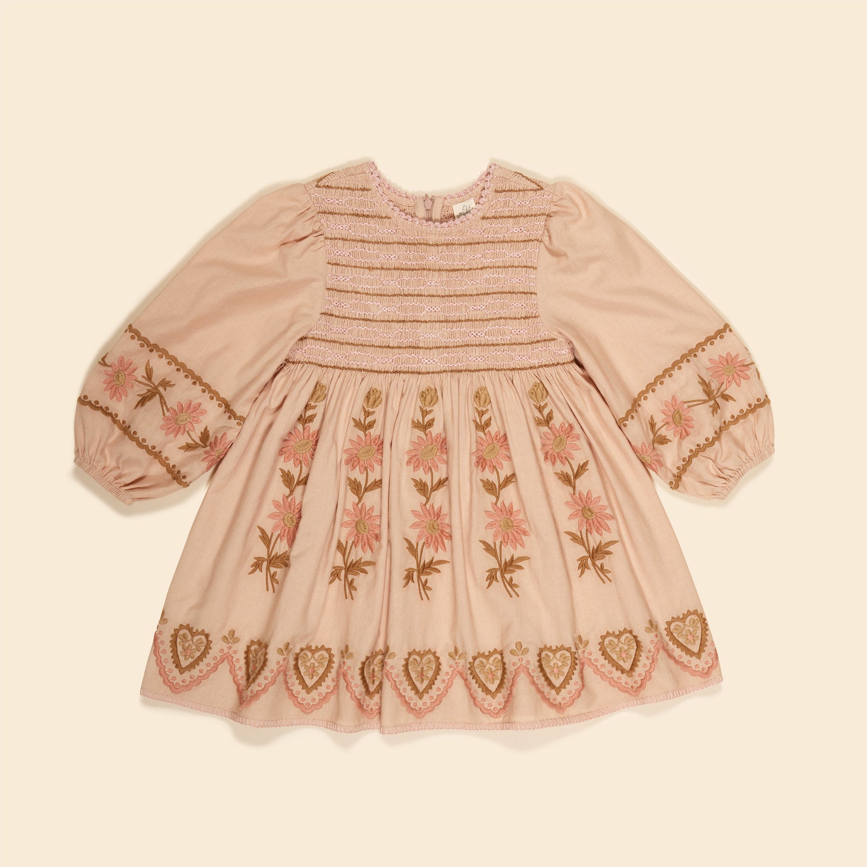 Penny Smock Dress, Pink Beige