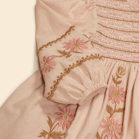 Penny Smock Dress, Pink Beige