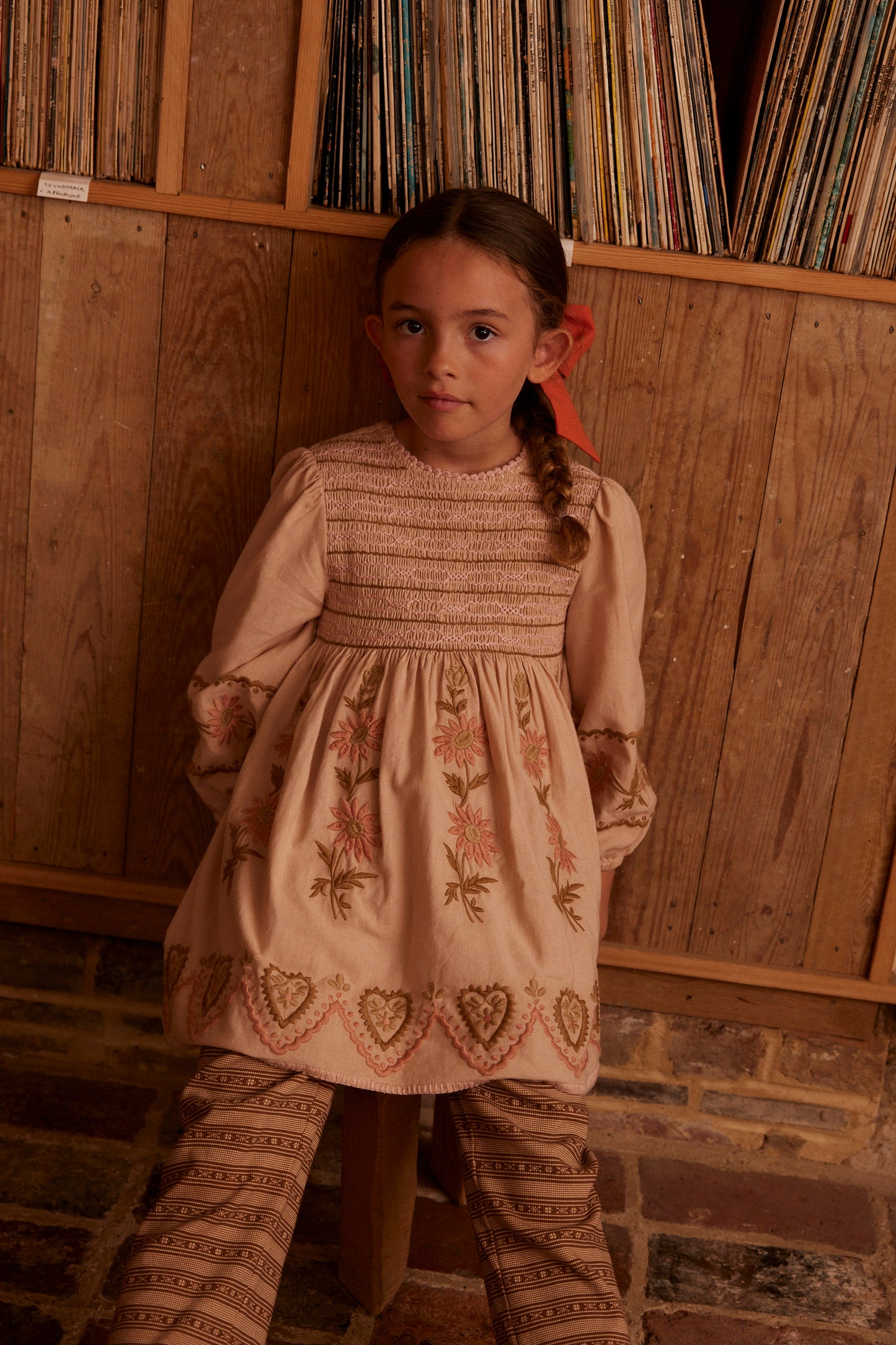 Penny Smock Dress, Pink Beige